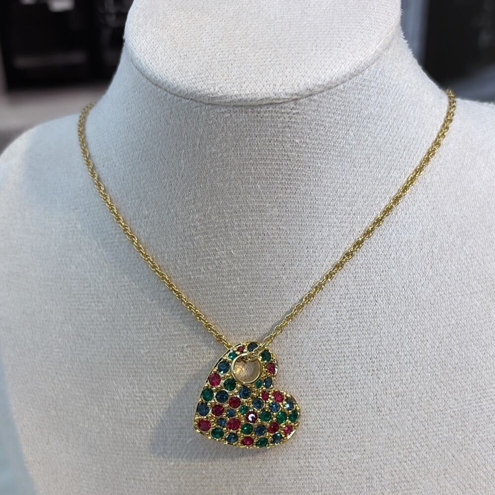 D'Orlan Gold Plated Pendant with Swarovski Crystals 16-18" - Picture 2 of 3